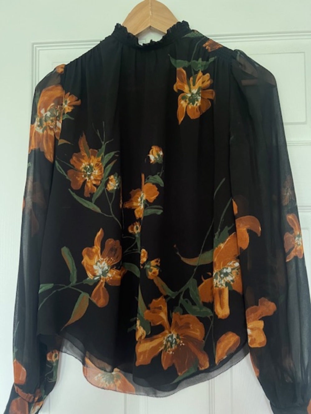 Aritzia Paula Black Floral Blouse